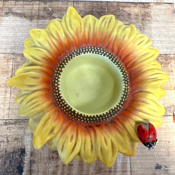 Sunflower Tealight Holder By Partylite With Ladybug Accent - Picture 3 of 5